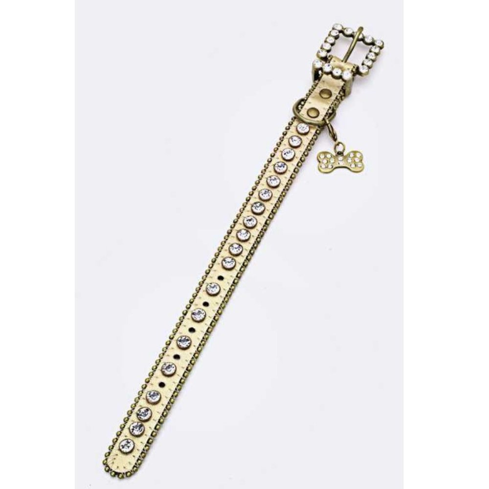Ball Chain Crystal Dog Collar - Gold